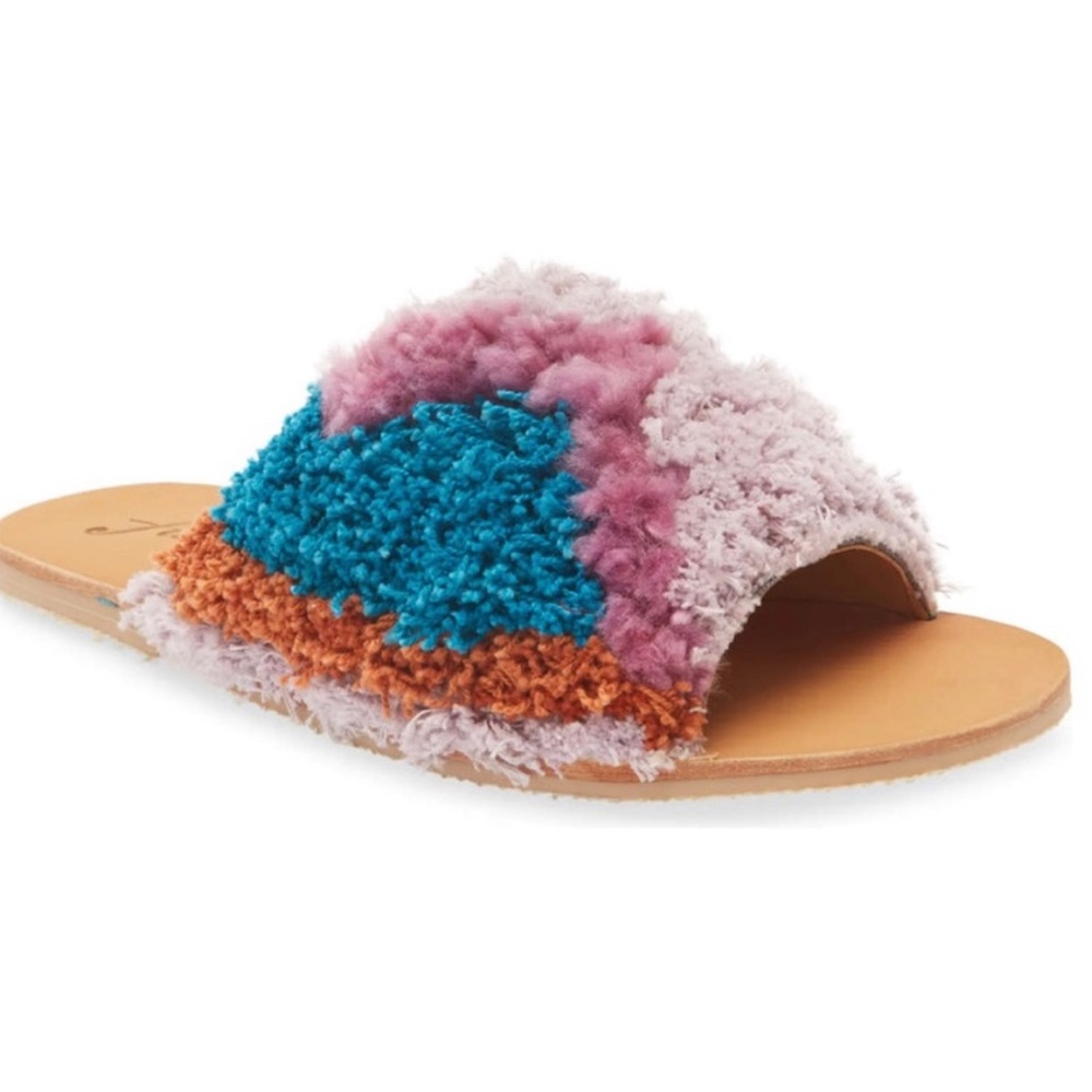 Free People Yuma‎ Woven Mules Wisteria Combo Size 9  NEW Purple Blue